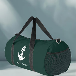 Nautical Anchor Green Boat Name Crew Duffle Bag