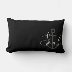 nautical ANCHOR + grey SOUL type Lumbar Cushion