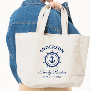 Nautical Anchor Helm Family Reunion  Large Tote Bag