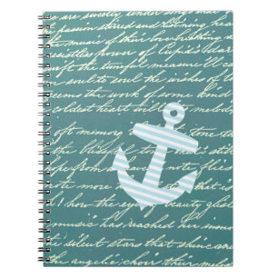 Nautical anchor in turquoise teal notebook