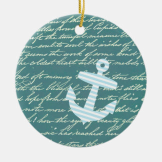 Nautical anchor in turquoise teal ornament