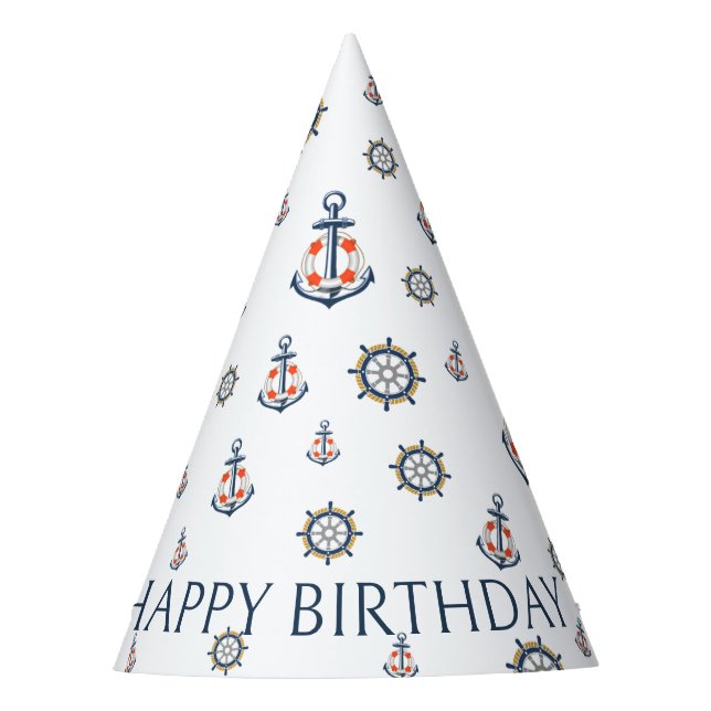Nautical Anchor Kids Party Hat (Front)