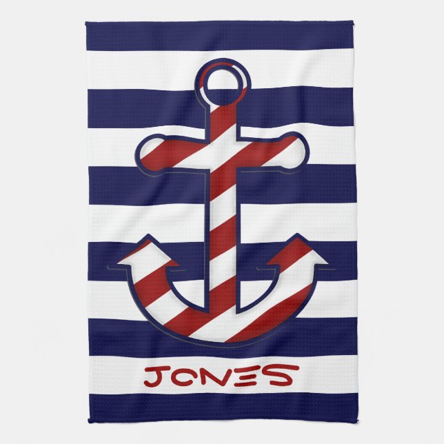 Nautical Anchor Kitchen Towel (Vertical)