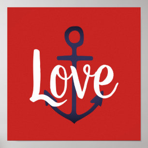 nautical ANCHOR + LOVE lettering Poster