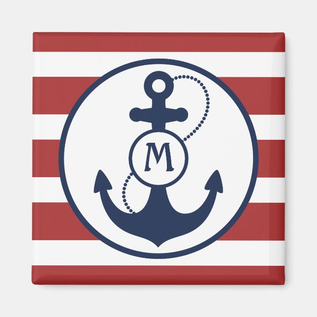 Nautical Anchor Mongram Magnet (Front)
