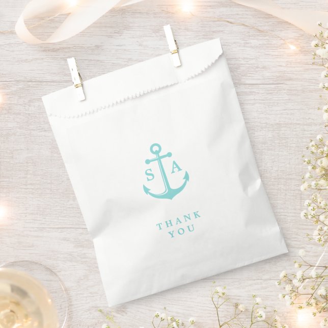 Nautical anchor monogram beach wedding thank you favour bags (Clipped)