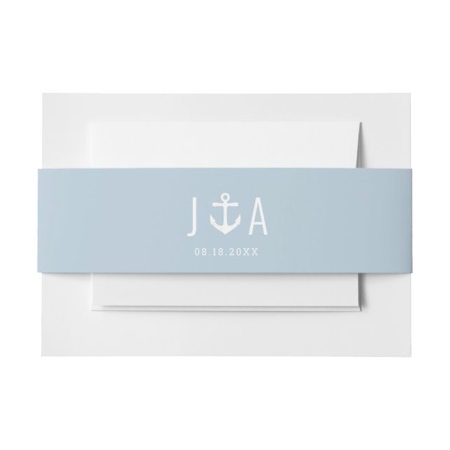 Nautical Anchor Monogram For New England Wedding Invitation Belly Band (Front Example)