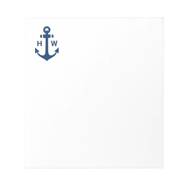 Nautical Anchor Monogram Navy Notepad (Front)