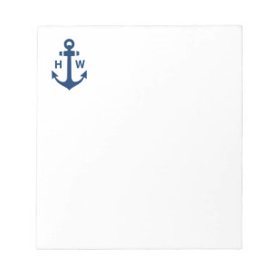 Nautical Anchor Monogram Navy Notepad
