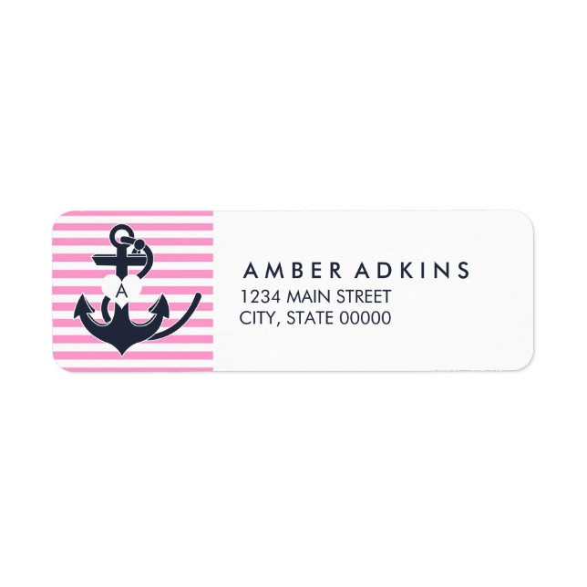 Nautical Anchor Monogram Return Address Label (Front)