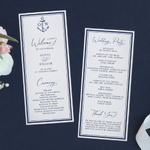 Nautical Anchor Monogram Wedding Programme