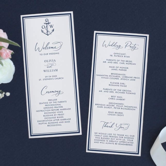 Nautical Anchor Monogram Wedding Programme (Creator Uploaded)