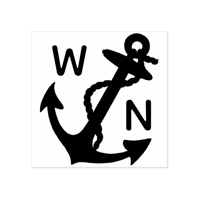 Nautical Anchor Monogrammed Initials Custom Rubber Stamp (Imprint)