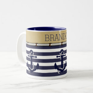 Nautical Anchor Motif Choose Your Colour Custom Two-Tone Coffee Mug