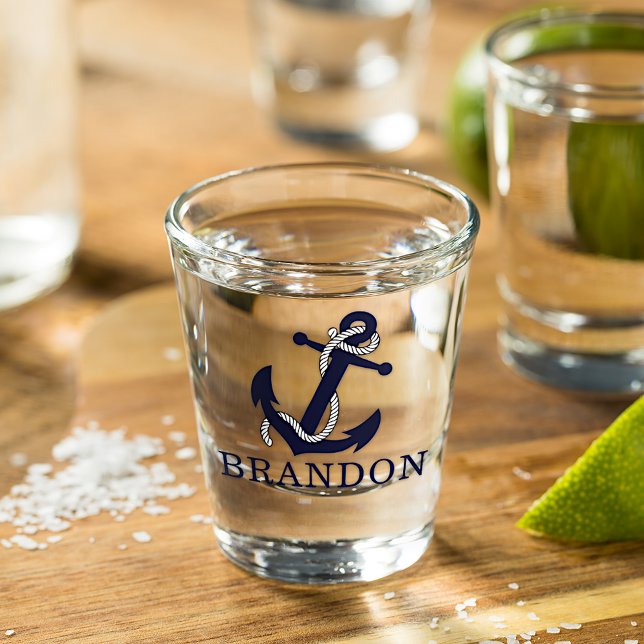 Nautical Anchor Motif Choose Your Name Custom Shot Glass (Creator Uploaded)