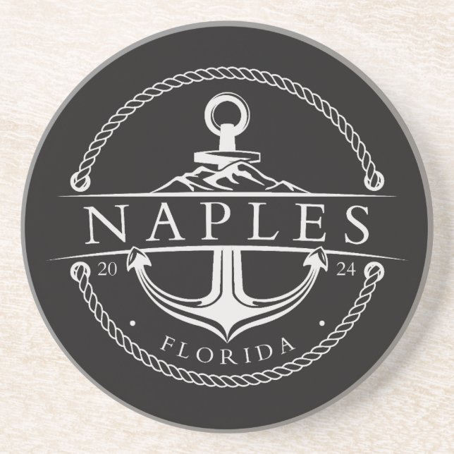 Nautical Anchor Naples Florida 2024 Coaster (Front)