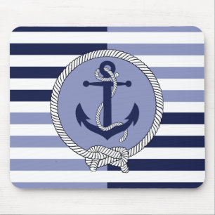 Nautical Anchor/Nautical Seaman's knot/stripes Mouse Pad