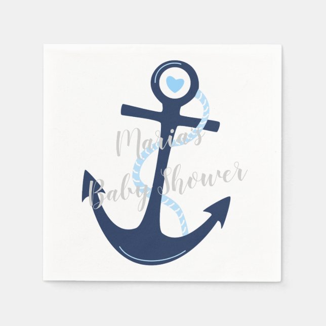 Nautical Anchor Navy Baby Boy Shower Napkin (Front)