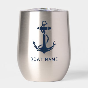Nautical Anchor Navy Blue Boat Name Custom