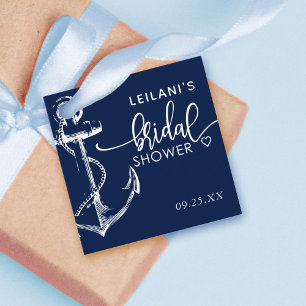 Nautical Anchor Navy Blue Bridal Shower Thank You Favour Tags