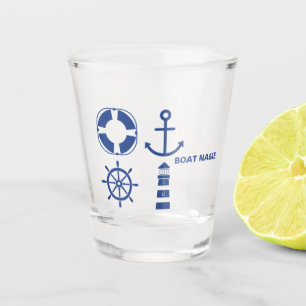 Nautical Anchor Navy Blue Captain Add Name Shot Gl Glass