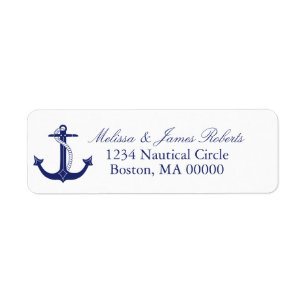 Nautical Anchor Navy Blue Coastal Return Address