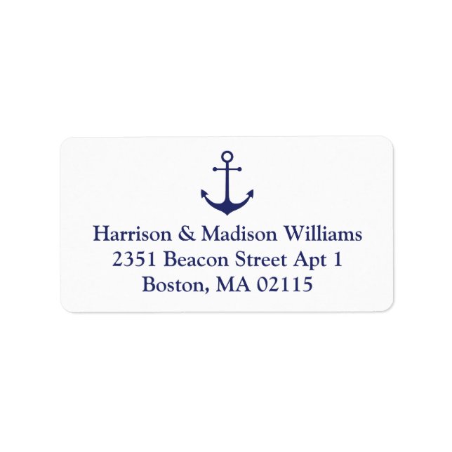 Nautical anchor navy blue custom Return Address Label (Front)