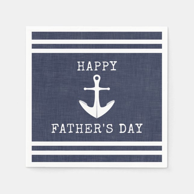 Nautical Anchor Navy Blue Happy Fathers Day Napkin (Front)
