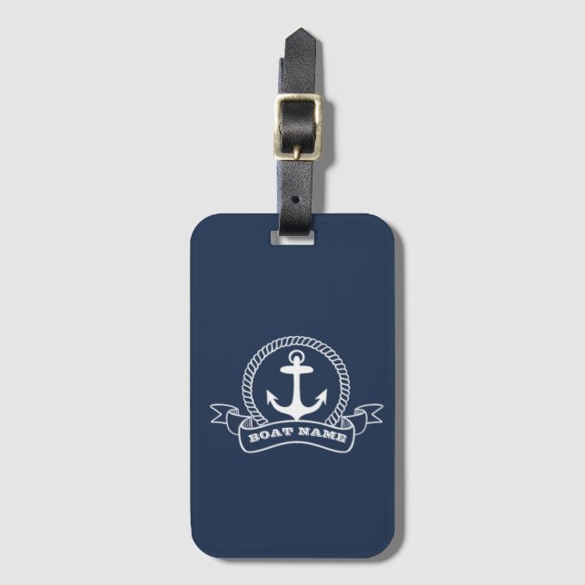 Nautical Anchor Navy Blue  Luggage Tag (Front Vertical)