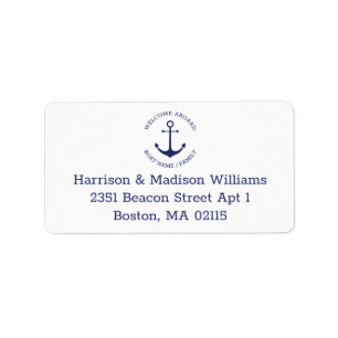 Nautical anchor navy blue monogram Return Address Label