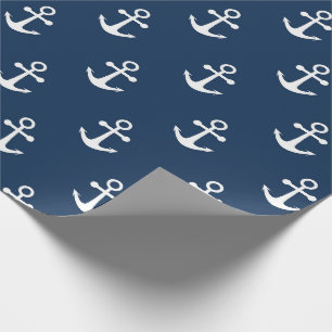 Nautical Anchor Navy Blue Pattern Wrapping Paper