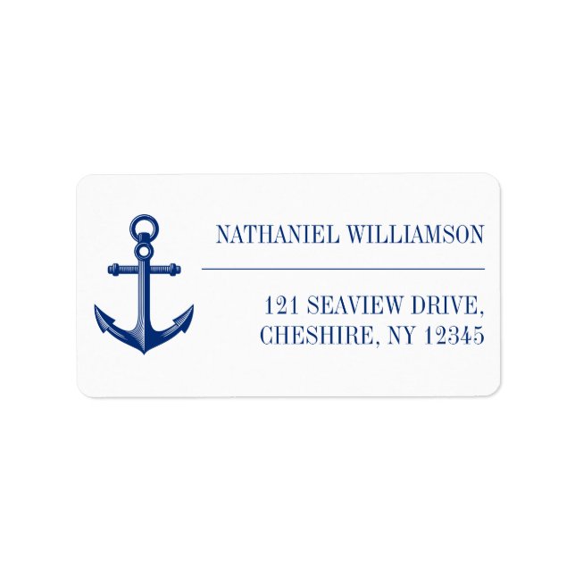 Nautical Anchor Navy Blue Return Address  Label (Front)