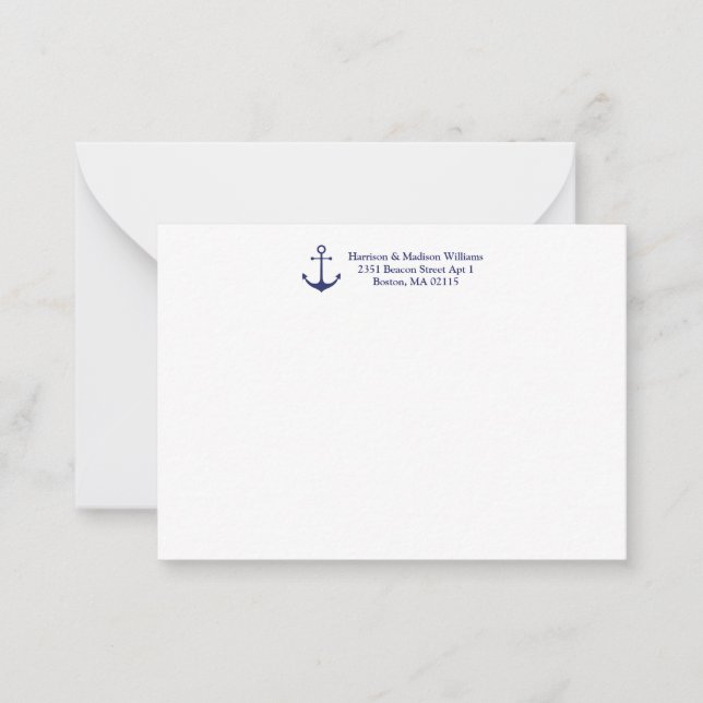 Nautical anchor navy blue white custom card (Front)