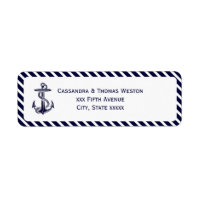 Nautical Anchor Navy Diag Stripe 2 Address Label