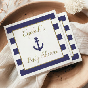 Nautical Anchor Navy Gold Boy Baby Shower Napkin