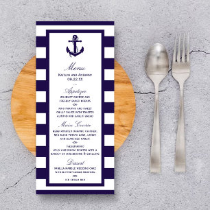 Nautical Anchor Navy Stripe Wedding Menu