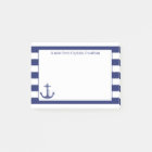 Nautical Anchor Navy Stripes Personalised 4 x 3