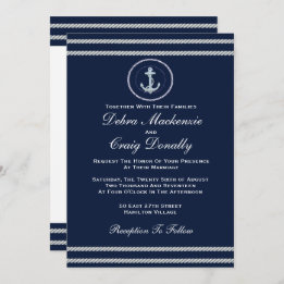 Nautical Anchor, Navy Wedding Invitation
