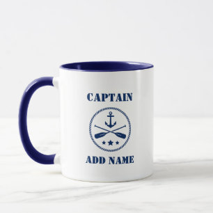 Nautical Anchor & Oars Captain or Boat Name Mug