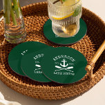 Nautical Anchor Oars Green Family Lake House Round Paper Coaster<br><div class="desc">Nautical Anchor Oars Green Family Lake House Coaster</div>