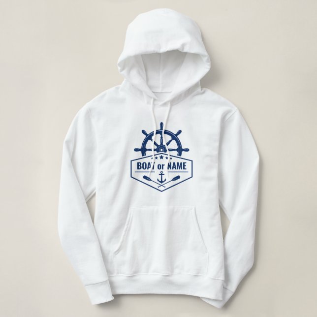 Nautical Anchor Oars Ship wheel Helm Boat or Name Hoodie (Design Front)