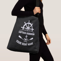 Nautical Anchor Oars Wheel Boat Captain Name Black