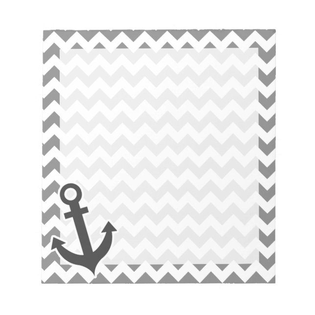 Nautical Anchor on Dark Grey Chevron Notepad (Front)