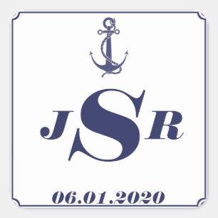 Nautical Anchor on Navy Monogram Sticker