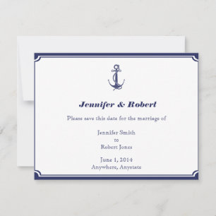Nautical Anchor on Navy Save the Date Card