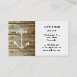 Nautical Anchor on wood graphic Business Card