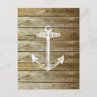 Nautical Anchor on wood graphic Postcard