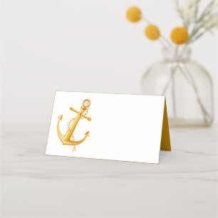 Nautical Anchor Orange Wedding Beach Summer Place Card