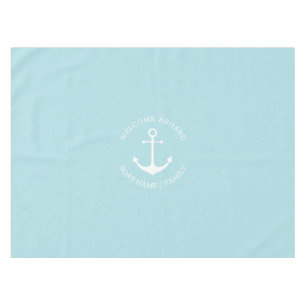 Nautical anchor pastel blue Custom Welcome Aboard Tablecloth