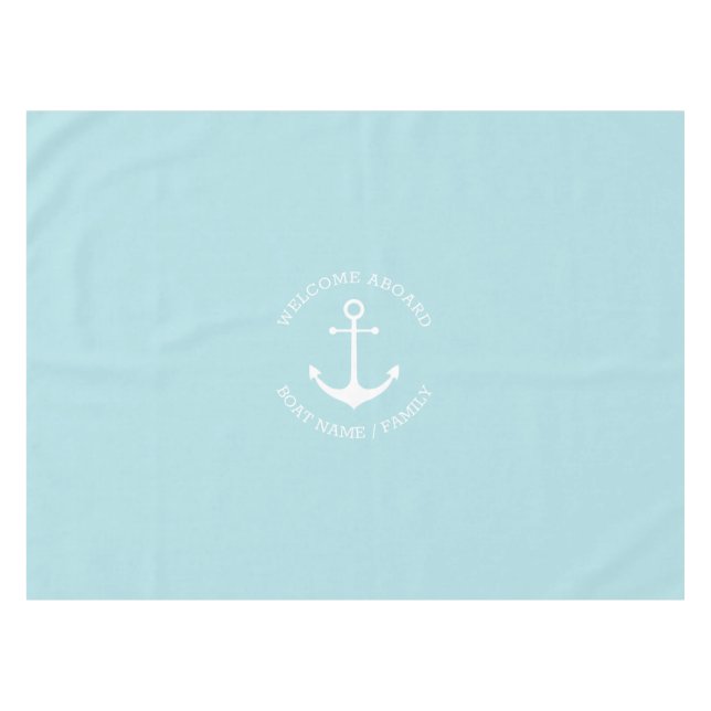 Nautical anchor pastel blue Custom Welcome Aboard  Tablecloth (Front (Horizontal))